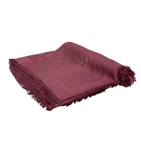 LOUIS VUITTON Shawl Monogram Purple -Scarf Silk Wool 463-081525 - Picture 1 of 8